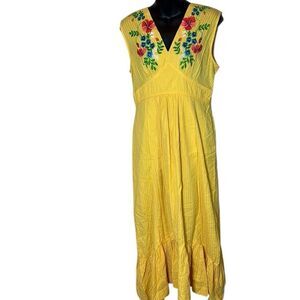 Tracy Reese x Anthropologie Catalina midi dress embroidered ruffle 6P yellow
